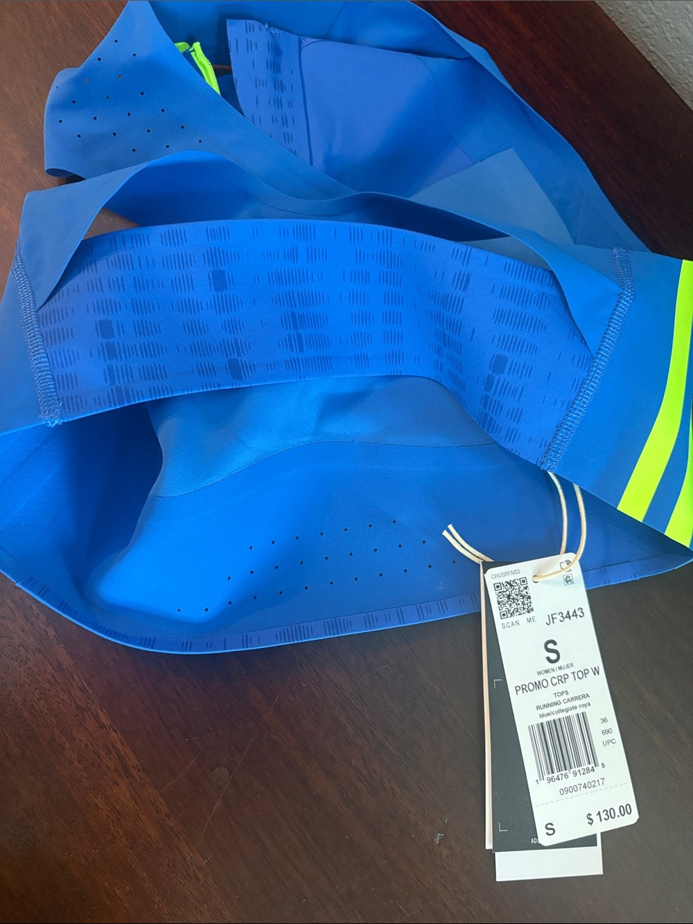 Adidas Blue & Neon Athletic Running Crop Top - Picture 6 of 12